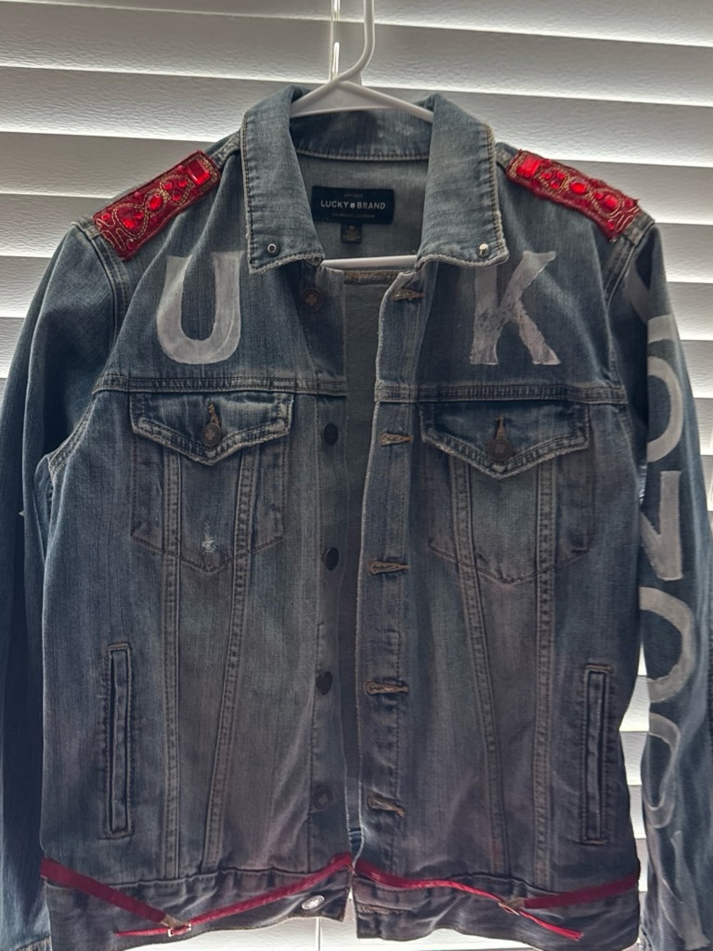 Lucky Brand Faded Blue Denim Jacket CUSTOM LONDON THEMED!!